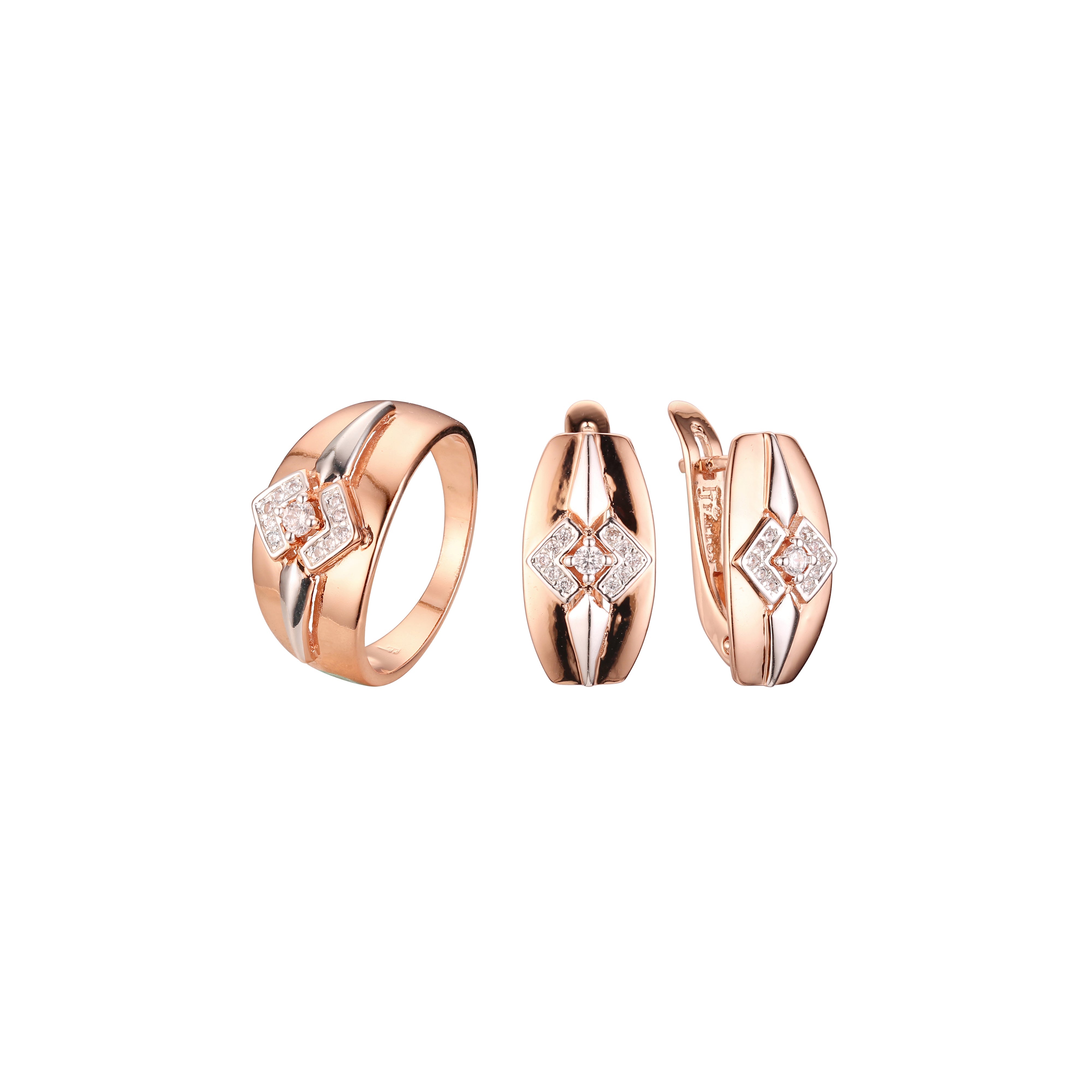 Conjunto de moda de diseño de dos tonos de oro rosa