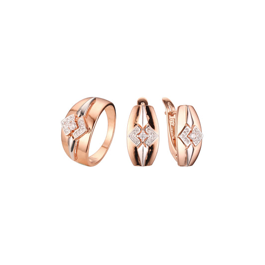 Conjunto de moda de diseño de dos tonos de oro rosa