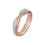 Criss-Cross tres dos anillos de boda de oro de 14 quilates, oro rosa de dos tonos