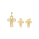 Conjunto de cruz de oro rosa