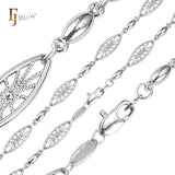 Beads cadenas de eslabones de filigrana de red de fantasía chapadas en oro blanco, Oro 14K, oro rosa, dos tonos