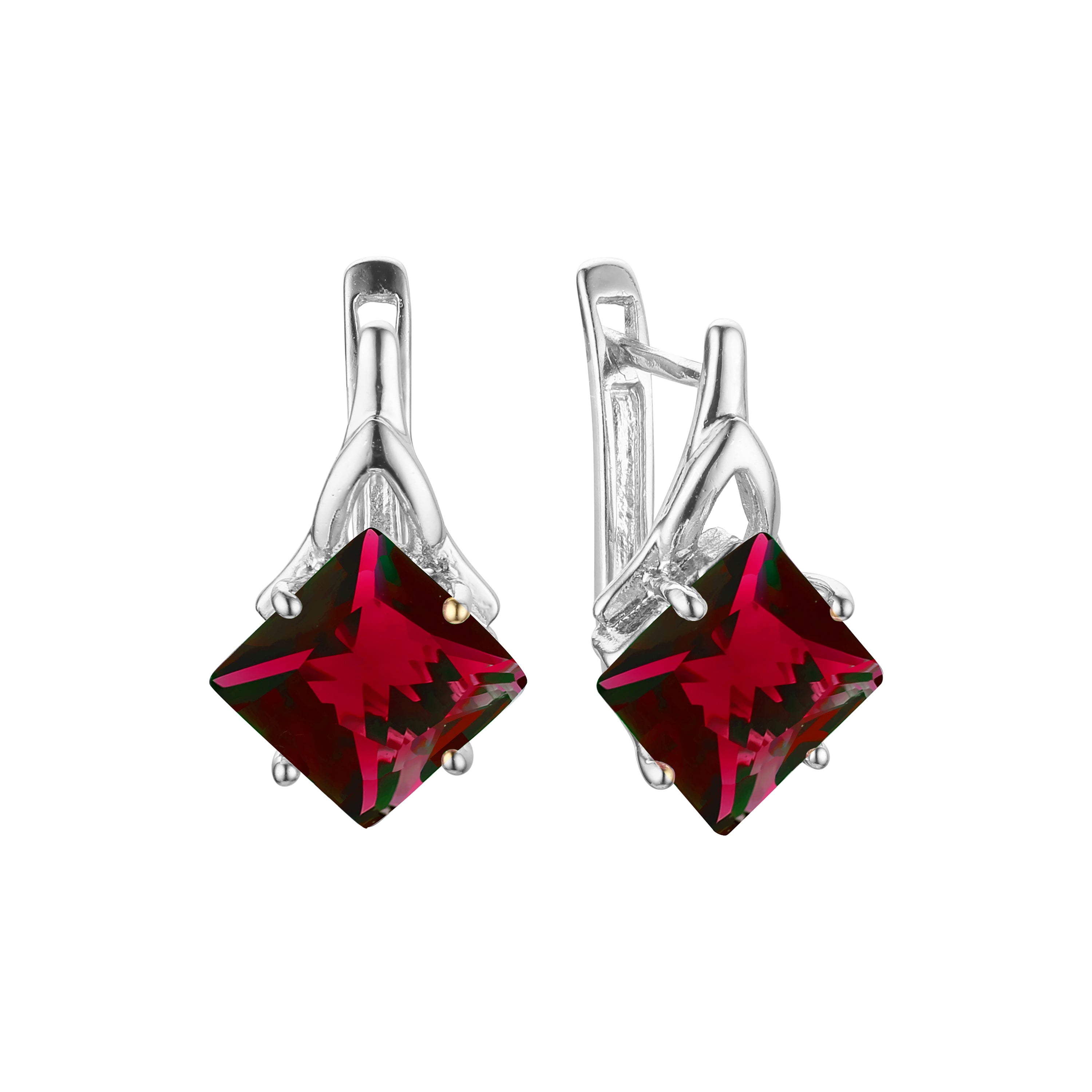 Aretes en Oro 14K, Oro Blanco, Baño en Oro Rosa colores