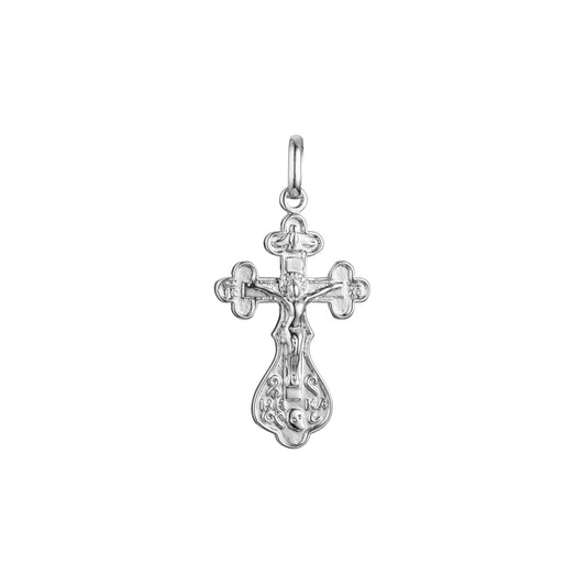 Orthodox cross budded pendant in 14K Gold, Rose Gold & White Gold plating colors