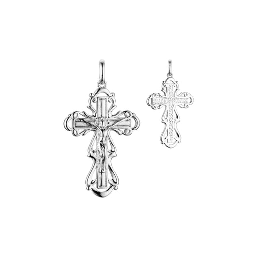 Eastern Orthodox Russian budded pendant in 14K Gold, Rose Gold & White Gold plating colors