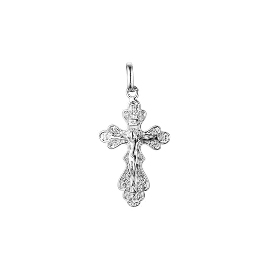 Eastern Orthodox Russian budded pendant in 14K Gold, Rose Gold & White Gold plating colors