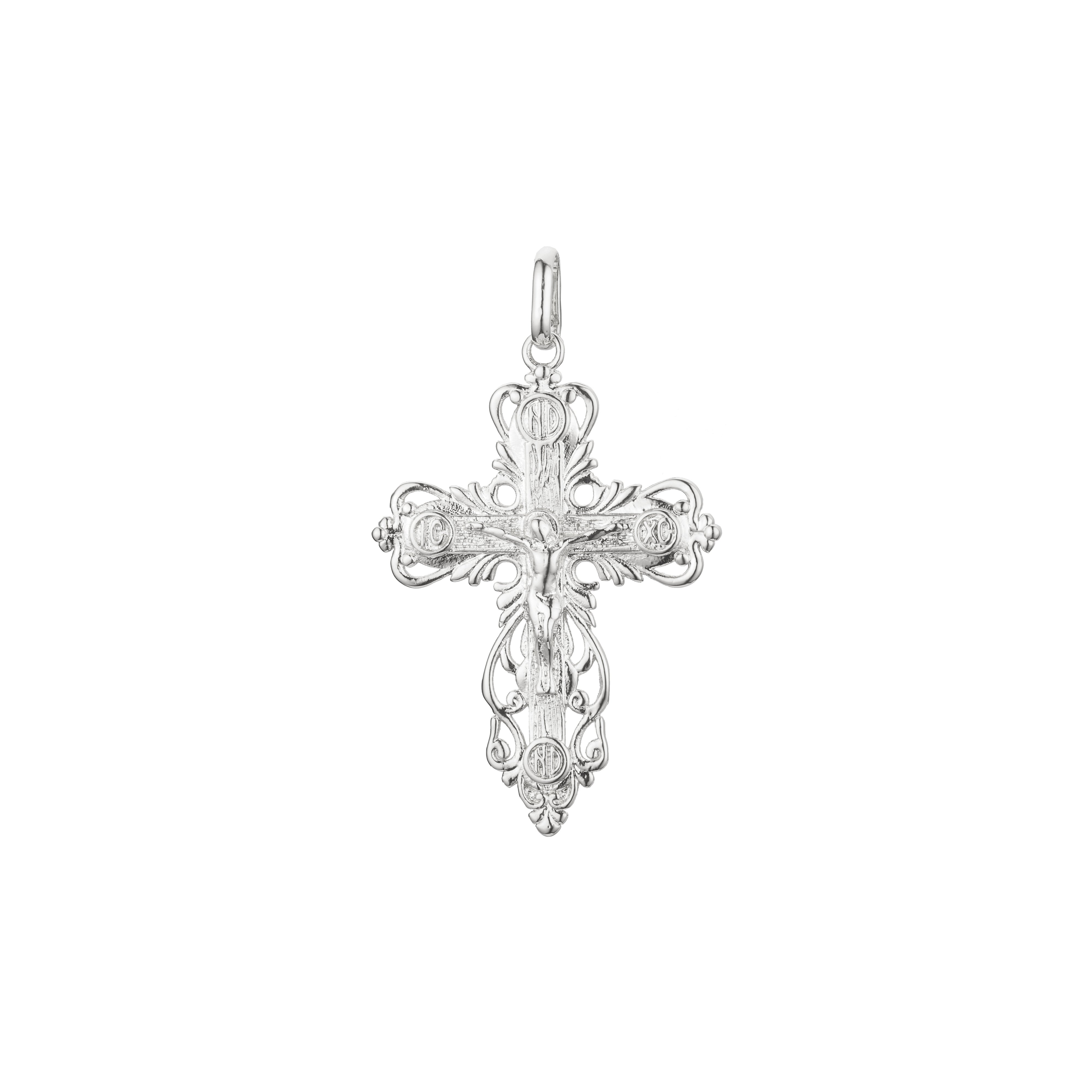 Eastern Orthodox Russian budded pendant in 14K Gold, Rose Gold two tone & White Gold plating colors