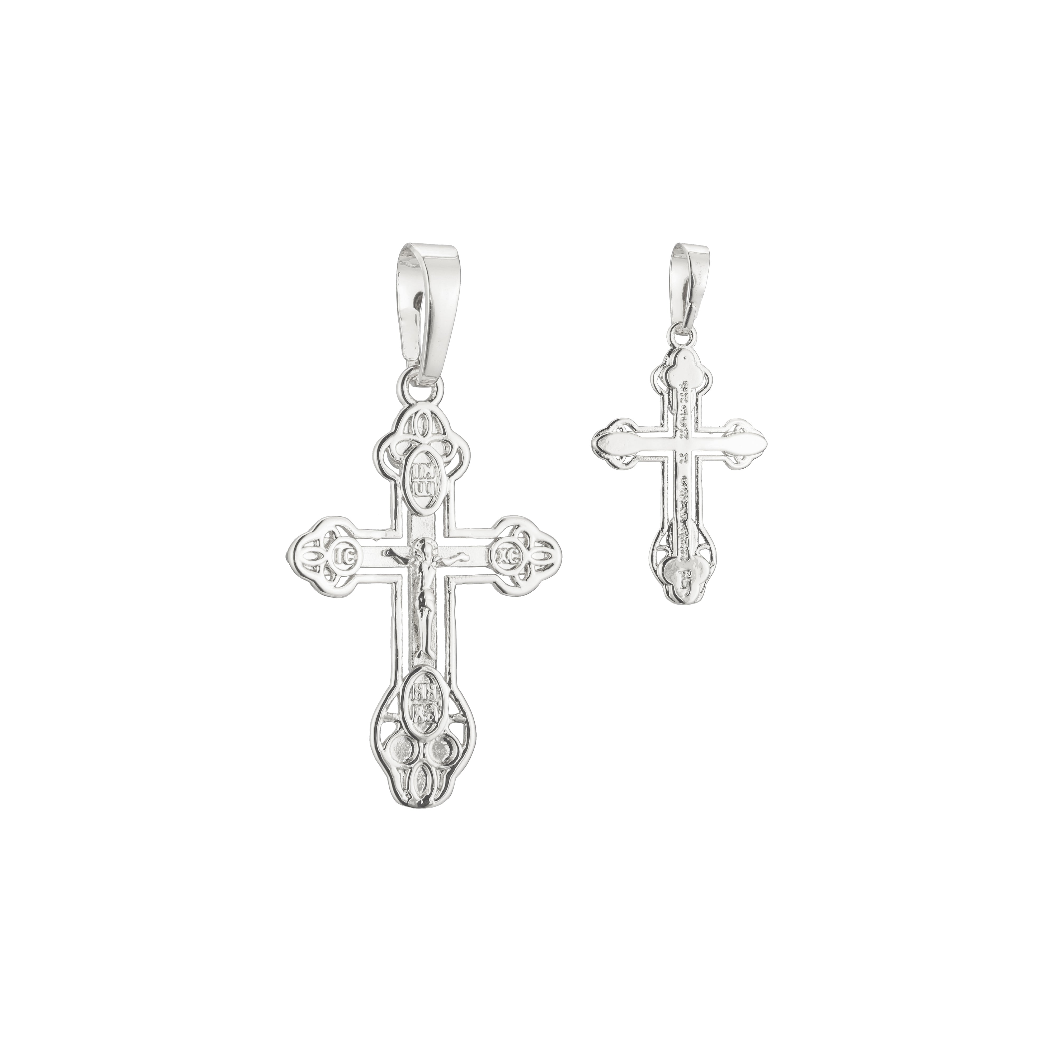 Eastern Orthodox Russian budded pendant in 14K Gold, Rose Gold two tone & White Gold plating colors