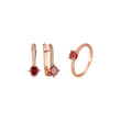 Conjunto de adoquines rojos solitarios de oro rosa