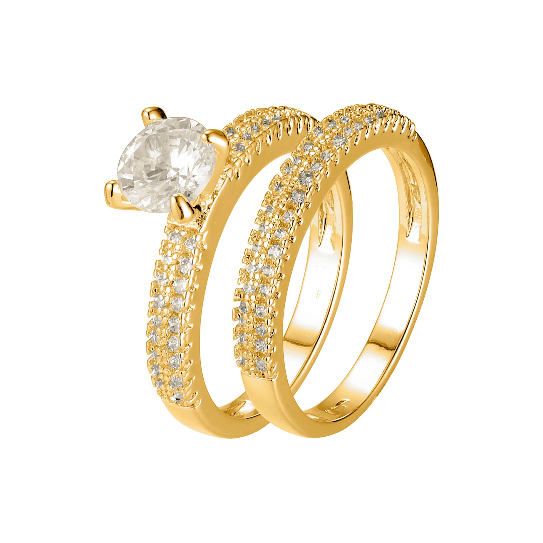 Anillos apilables de oro blanco de 14 quilates con circonitas blancas