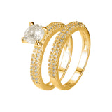 Anillos apilables de oro blanco de 14 quilates con circonitas blancas