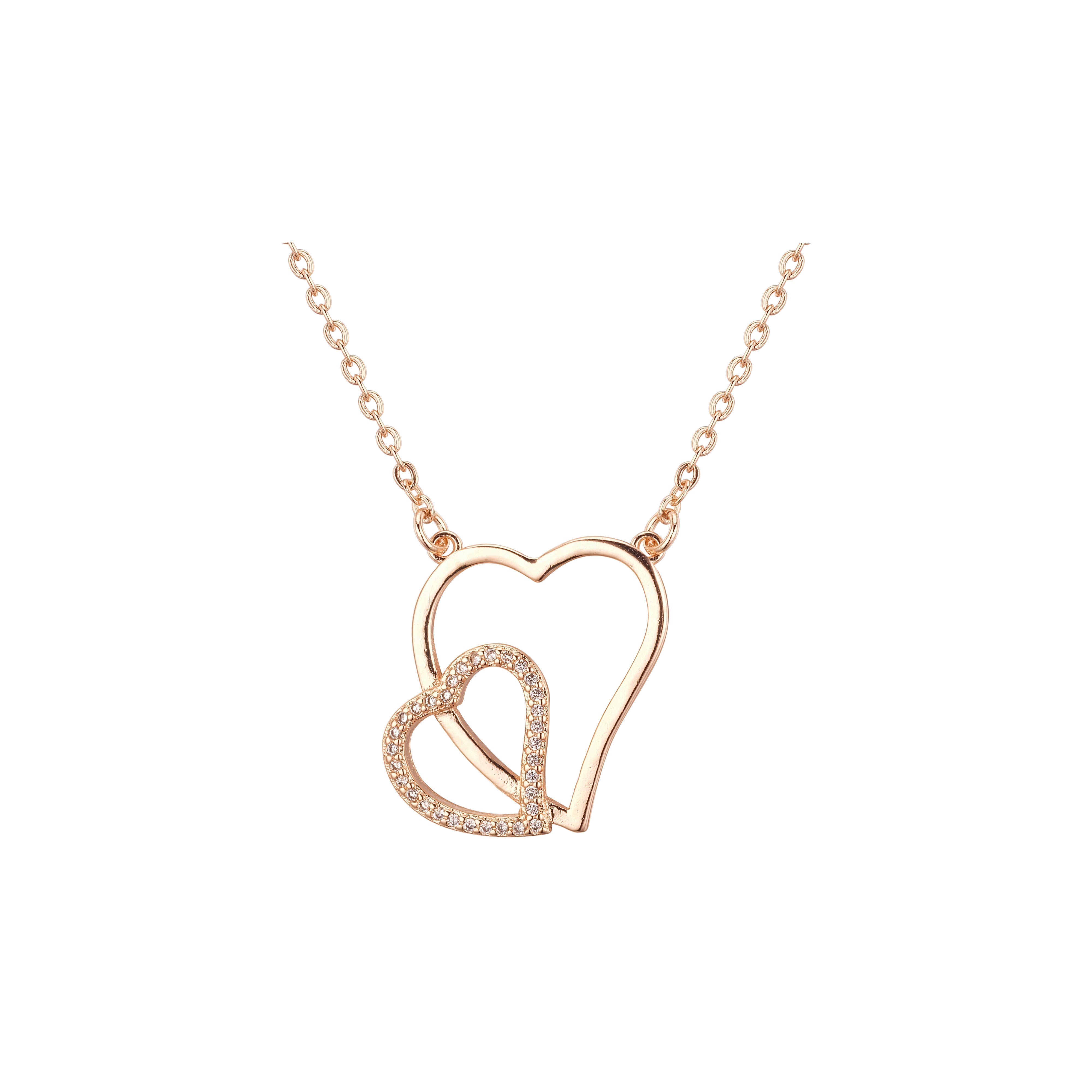 Collares de corazón a corazón en oro rosa