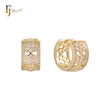 Pendientes Huggie de oro rosa de 14 quilates con circonitas blancas en filigrana