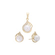 Perla en una llama engastada en Oro 14K, oro rosa