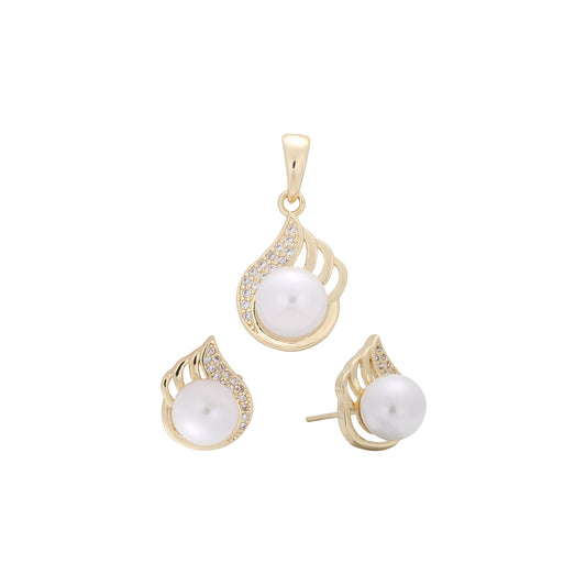 Perla en una llama engastada en Oro 14K, oro rosa