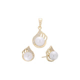 Perla en una llama engastada en Oro 14K, oro rosa