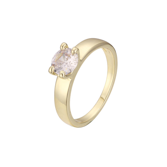 Anillos solitarios de Oro 14K con diseño liso ancho