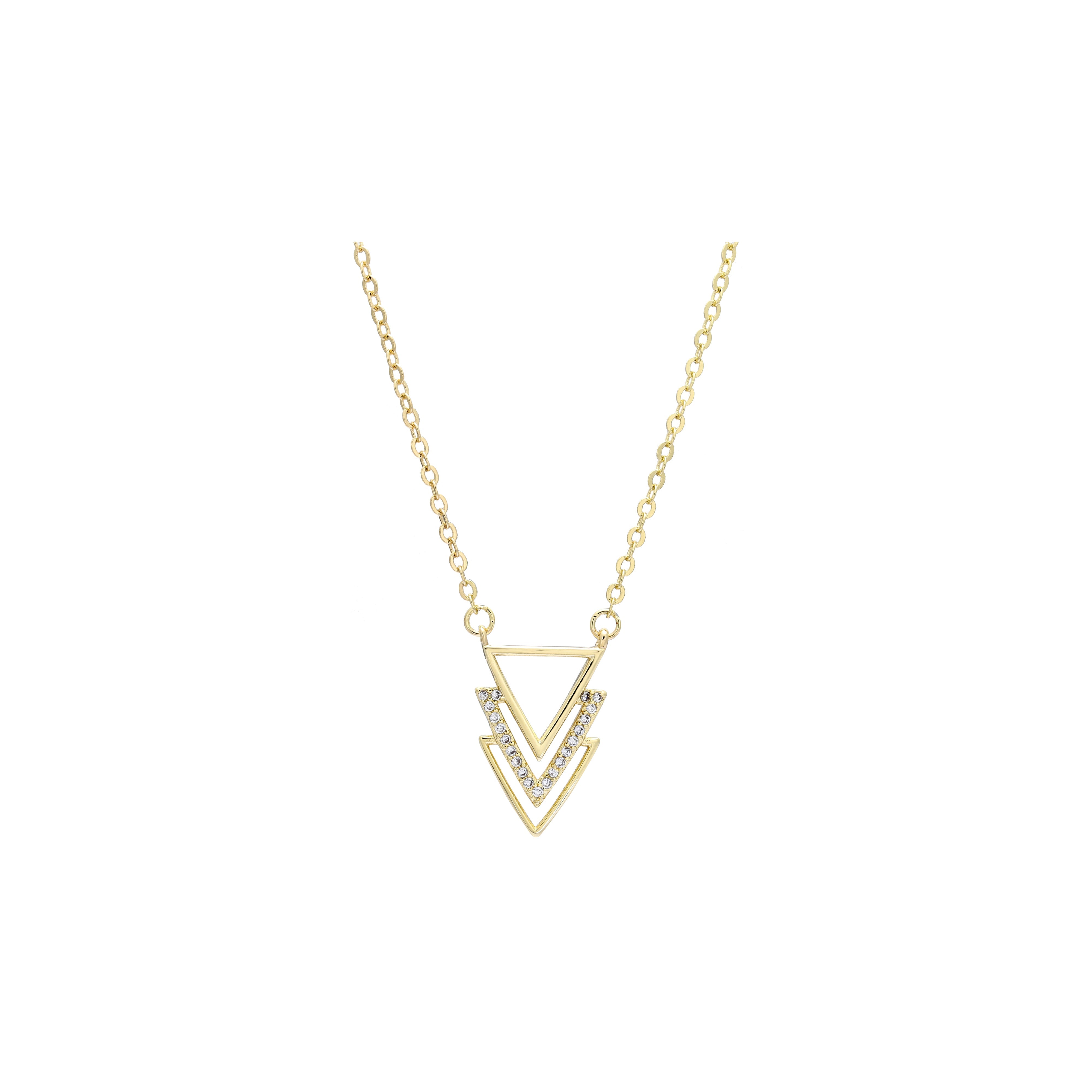 Collar de tres triángulos en Oro 14K