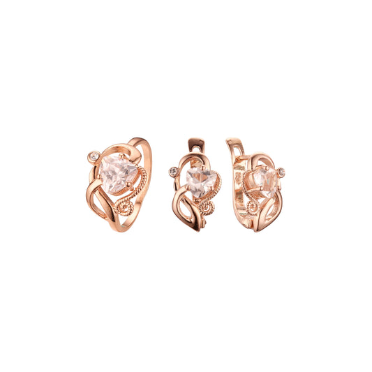 Conjunto de diseño de moda de solitario elegante de oro rosa