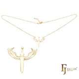 Collar Espada de Alas de Angel bañado en Oro de 14K Colores