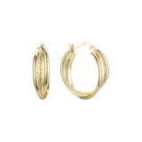Aretes geométricos tipo argolla en Oro 14K, Oro Rosa, baño en dos colores