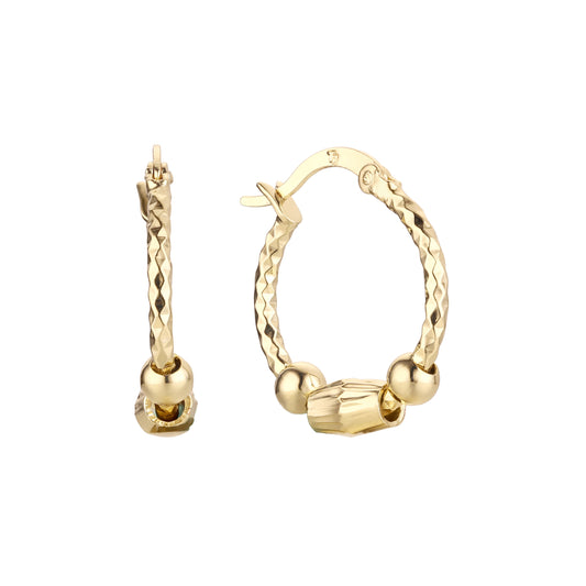 Pendientes de aro con cuentas dobles en oro de 14 quilates, oro rosa, chapado en dos tonos