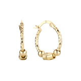 Pendientes de aro con cuentas dobles en oro de 14 quilates, oro rosa, chapado en dos tonos
