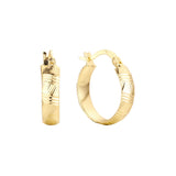 Brincos de argola texturizados em ouro 14K