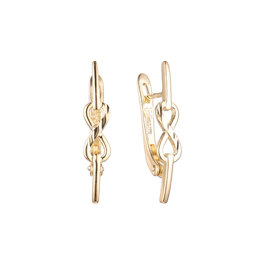 Aretes infinitos en Oro de 14K, baño de Oro Rosa en dos colores