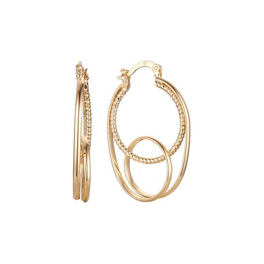 Pendientes aro geométrico en aro Oro 14K