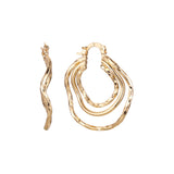 14K ゴールド マルチ ジオメトリック フープ イヤリング