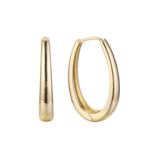 Aretes U Huggie (2 tamaños) en colores baño de Oro 14K, Oro Blanco, Oro Rosa