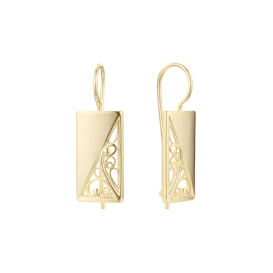 Pendientes de gancho de alambre en Oro 14K, colores de baño de oro rosa.