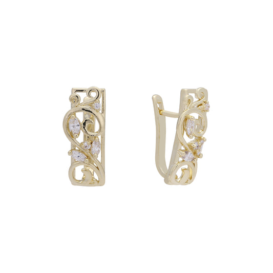 Aretes de racimo en Oro de 14K, baño de Oro Rosa colores