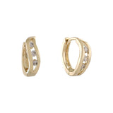 Pendientes Huggie triple blanco CZs oro de 14 quilates, oro de 18 quilates y oro rosa