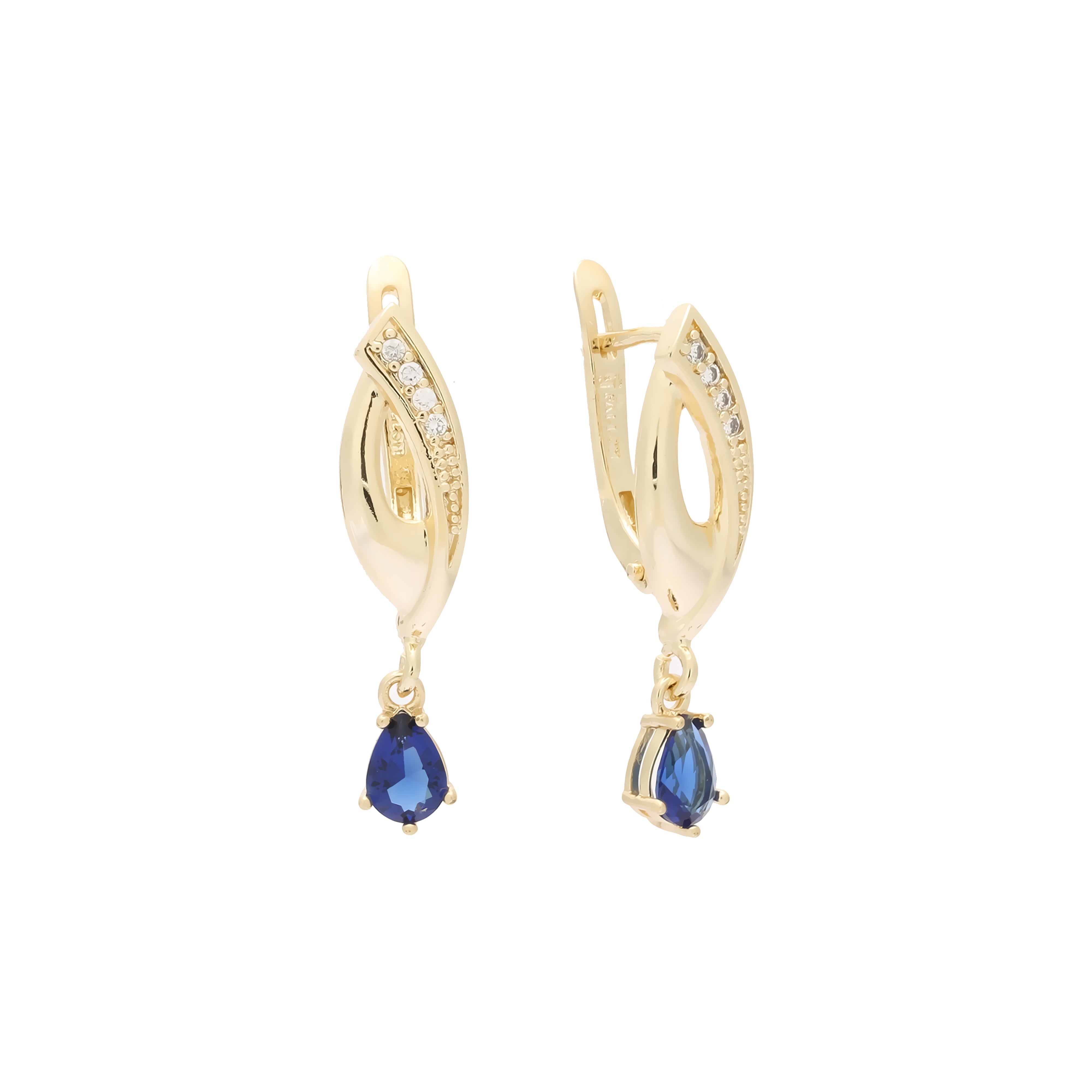 Aretes de piedras en forma de lágrima en Oro de 14K, baño de Oro Rosa colores