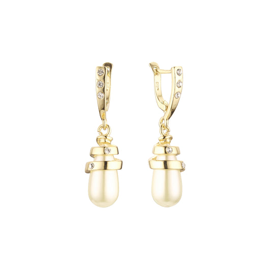 Pérola em forma de lágrima barroca em ouro 14K, ouro 18K, brincos em ouro rosa