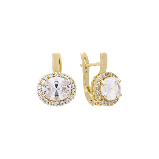 Серьги-галочки Oval Cluster из 14-каратного золота, покрытие розового золота