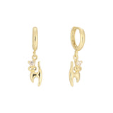 {Personalizar} Aretes huggie con forma de gato en oro de 14k