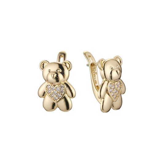 Детские серьги Bear из Жёлтое золото 585 пробы, Красное золото 585 пробы, двухцветного покрытия