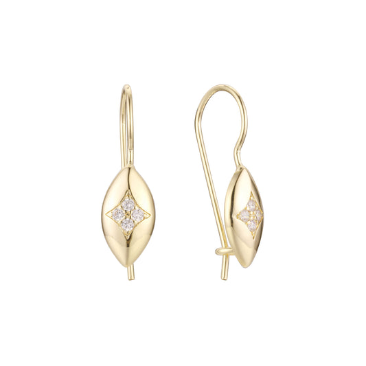 Aretes de gancho de alambre en Oro 14K, oro rosa, baño de dos colores