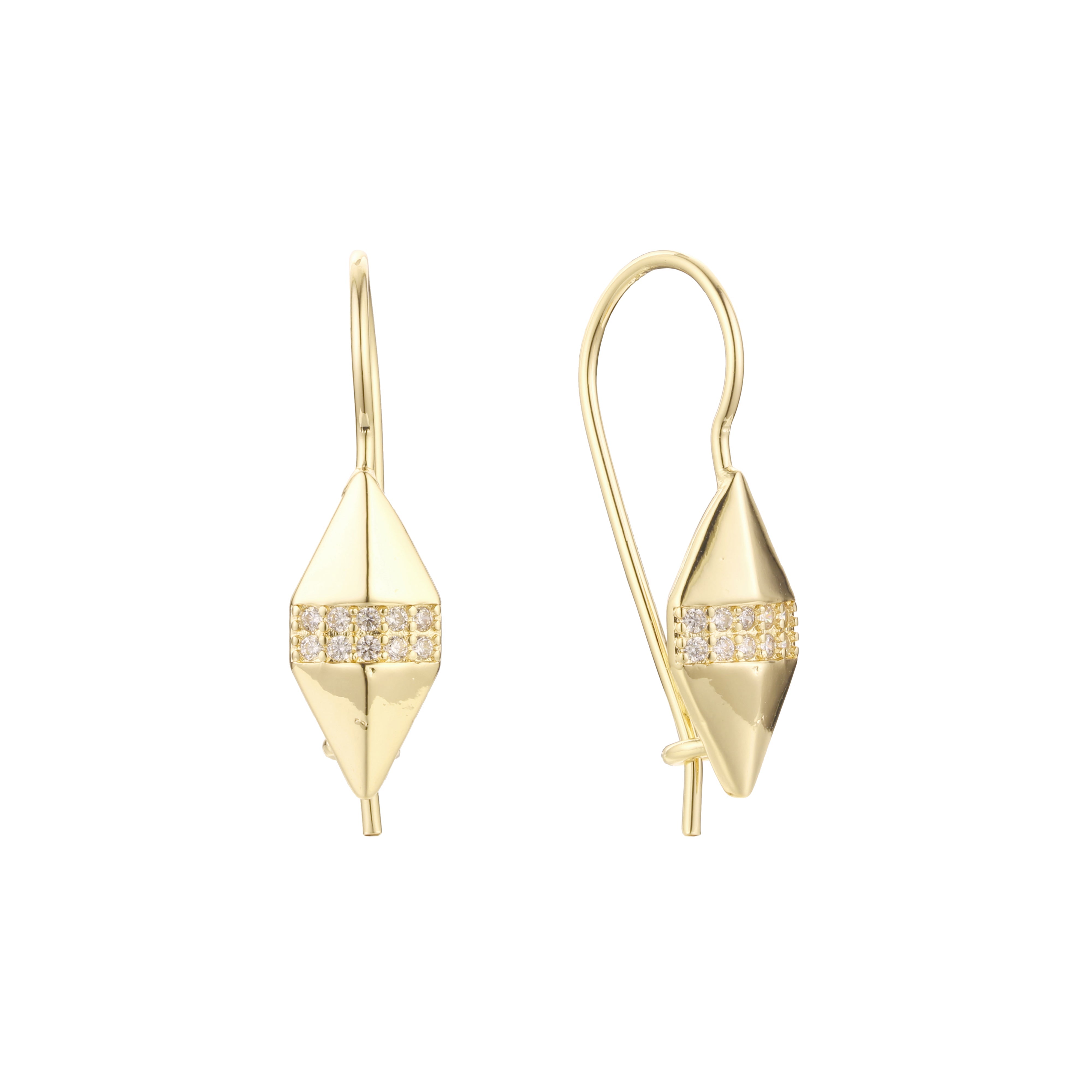 Aretes de gancho de alambre en Oro 14K, oro rosa, baño de dos colores