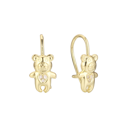 Детские серьги-крючки Bear wire из 14-каратного и Красное золото 585 пробы с двухцветным покрытием