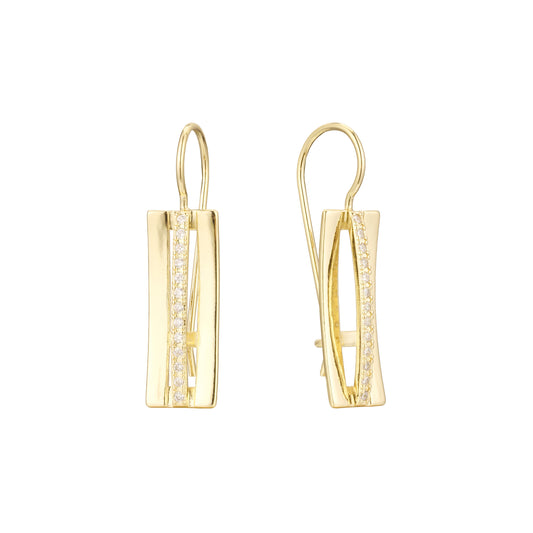 Aretes de gancho de alambre en Oro 14K, oro rosa, baño de dos colores