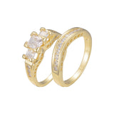 Anillos apilables de tres piedras en Oro 18K, Oro Blanco, Oro 14K, baño de colores