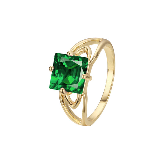 .Solitario grandes piedras de colores talla esmeralda Oro 14K, Anillos Oro 18K