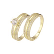 Anillos apilables pavé de doble banda chapados en Oro 14K