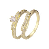 Anillos apilables empedrados de banda de cinta chapados en Oro 14K