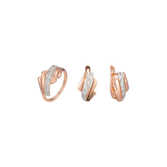 Conjunto elegante de dos tonos de oro rosa.