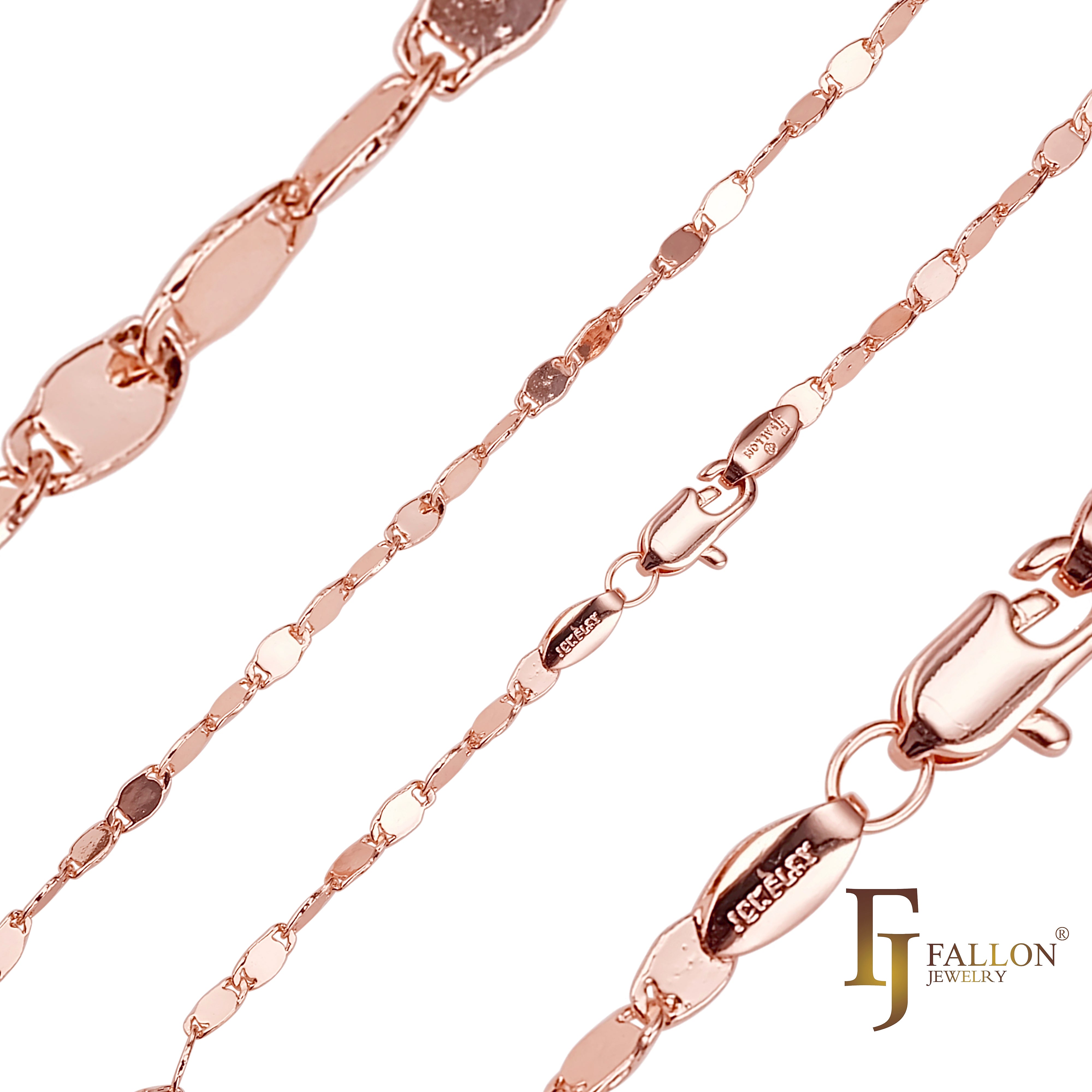 Cadenas delgadas pulidas con eslabones de caracol enchapadas en Oro 14K, oro rosa