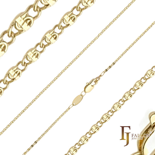 Cadenas ultradelgadas con eslabones de caracol enchapadas en Oro 14K, oro rosa [especial]